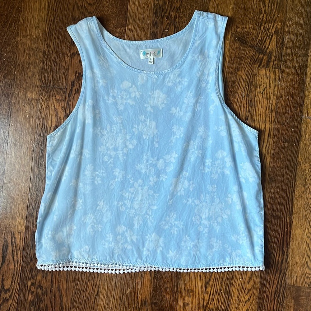 Blue and white floral tank
